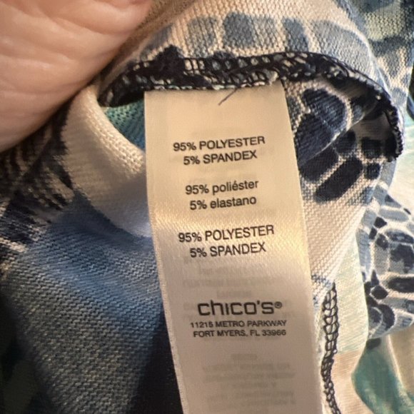 Chicos Weekends Pullover Top  XL Geometric  Blue Purple Long Sleeve - Picture 5 of 9